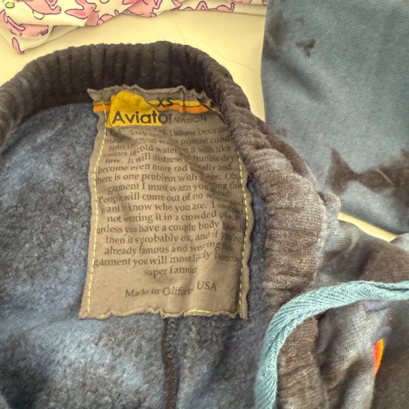 Aviator Nation Dark Blue Tie Dye Pullover Sweatshirt & Jogger Set Activewear - Picture 9 of 10